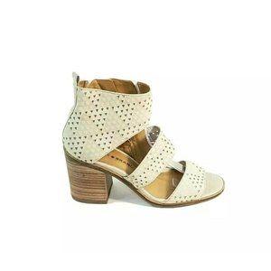 Lucky Brand LK Kabott Sandals Open Toe Block Heel Beige Leather Women US 5.5